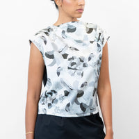 Draped Neck Top - Aerial Print (US 4)