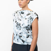 Draped Neck Top - Aerial Print (US 4)