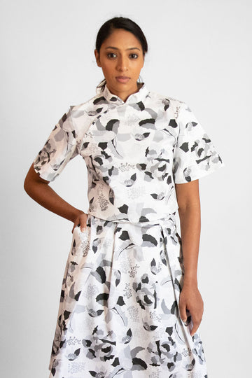 Bell Cheongsam Top - Aerial Print (Sample US 6)