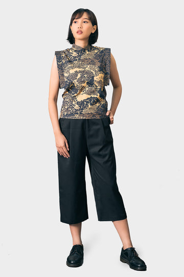 Linear Cheongsam Top - Corals Print