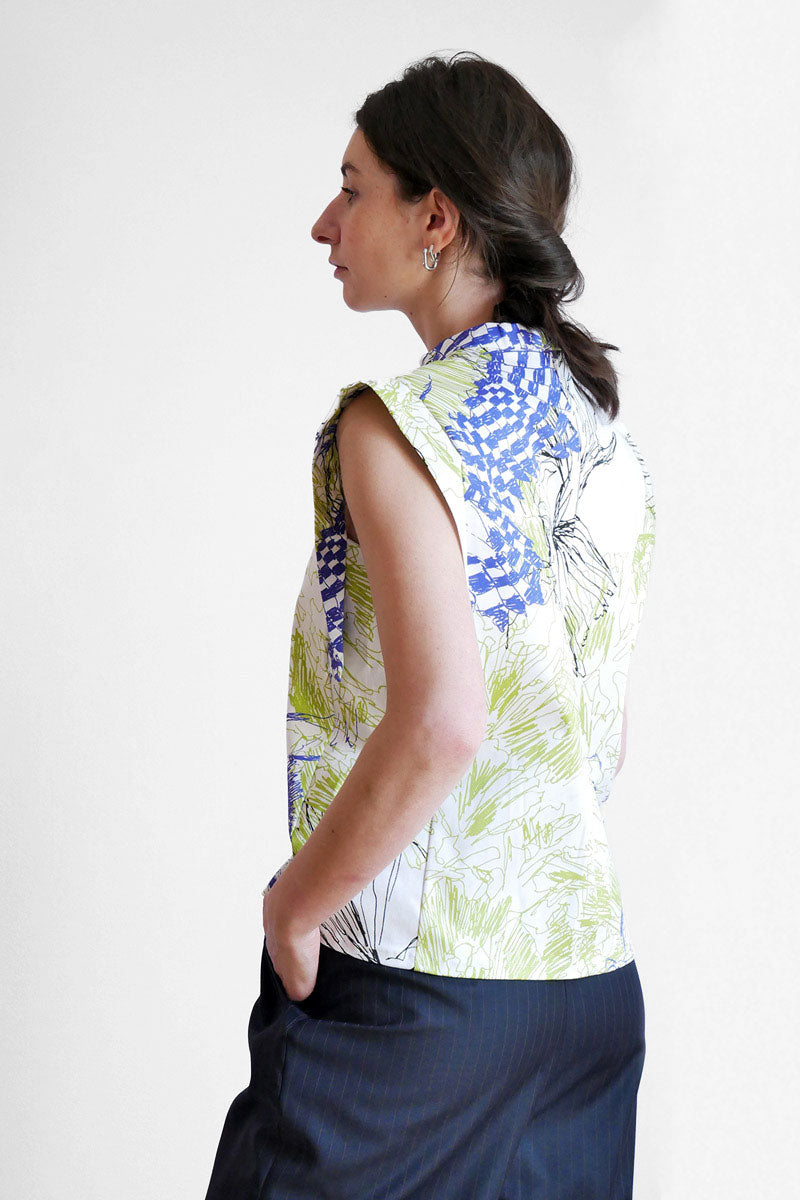 Linear Cheongsam Top - Glide Print (US 4)