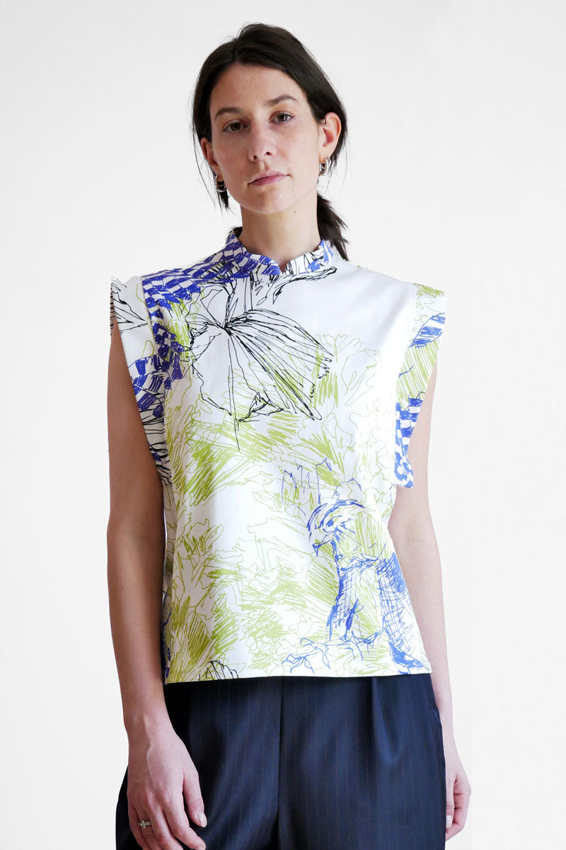 Linear Cheongsam Top - Glide Print (US 4)