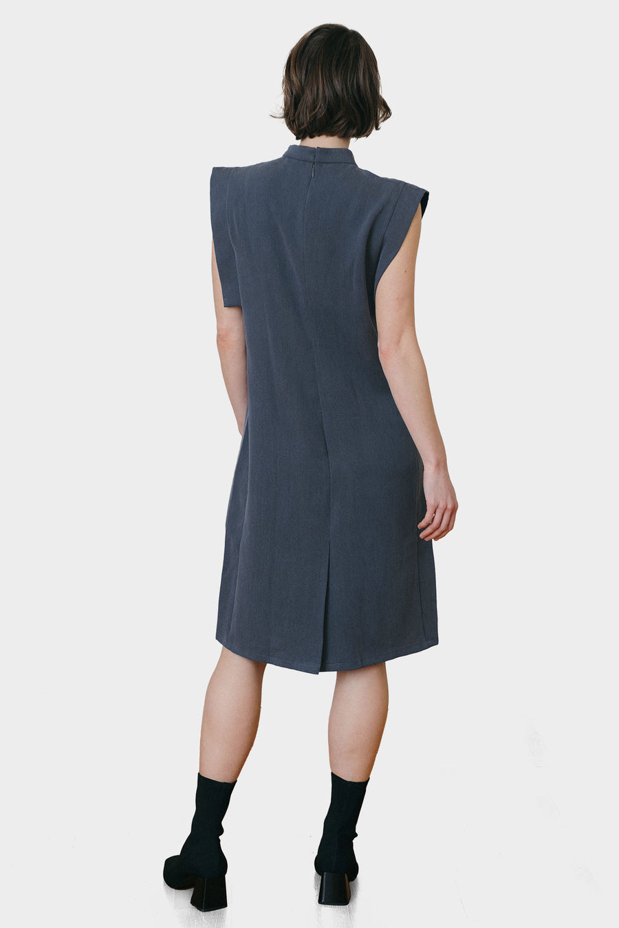 slate gray dress on Japanese Tencel