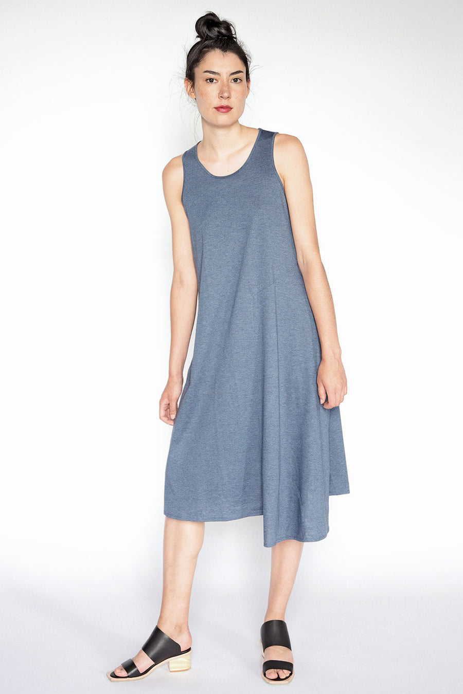 Blue sleeveless asymmetrical dress A.Oei