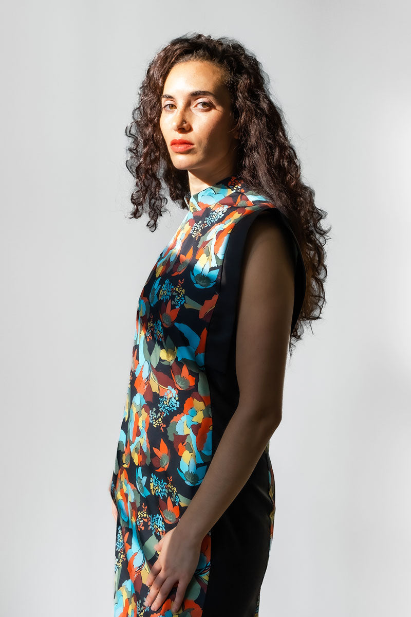 Linear Cheongsam Dress - Hybrid Print