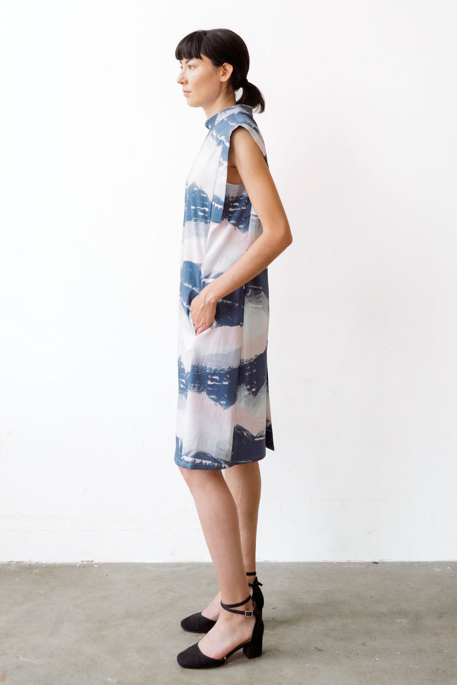 boxy dress with pockets and shoulder panels