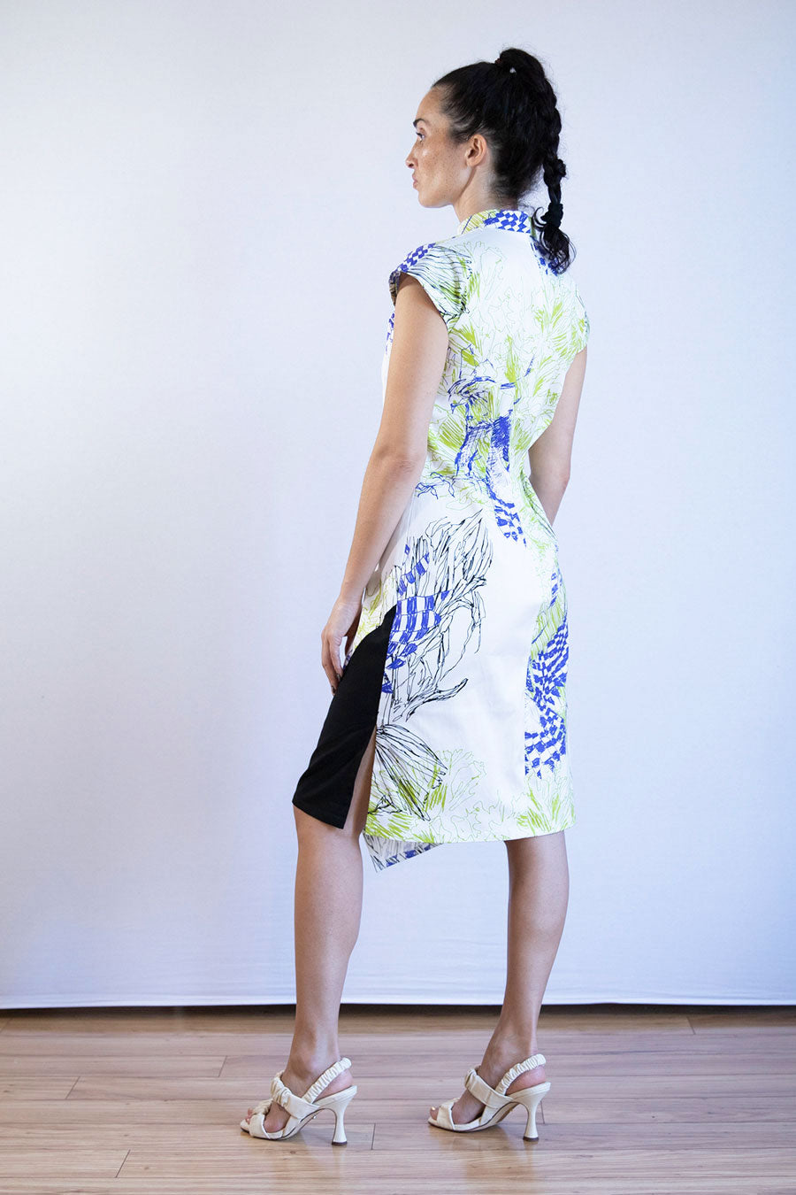 Asymmetrical Cheongsam Dress - Glide Print (US 4)