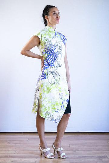 Asymmetrical Cheongsam Dress - Glide Print (US 4)