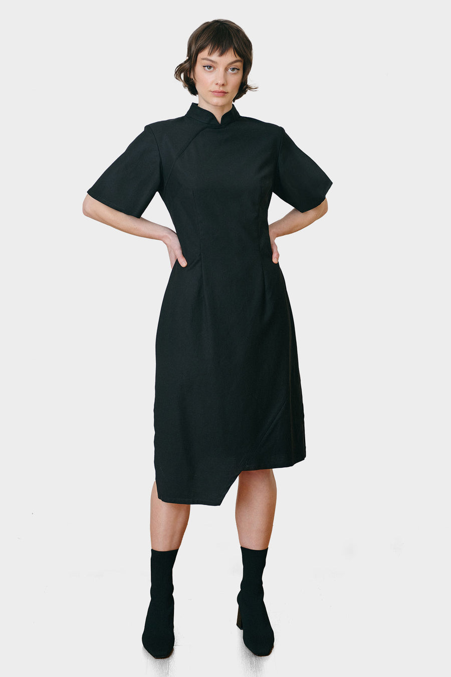 Bell Cheongsam Dress - Black